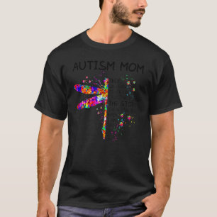 Camiseta Mãe Autismo Libélula Coque Desarrumado Dia de Cons