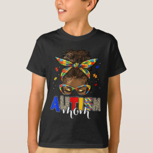 Camiseta Mãe autista coque desarrumado mulheres negras cons