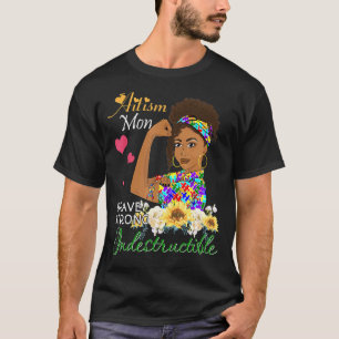 Camiseta Mãe Autista Corajosa Forte Indestrutível Conscient