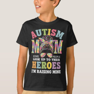 Camiseta Mãe Autista Criando Herói Coque Desarrumado Autist