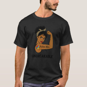 Camiseta Mãe Autista Forte Mulheres Negras Inquebrantáveis 