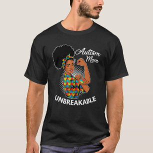 Camiseta Mãe Autista Inquebrantável Mulher Preta Conscient