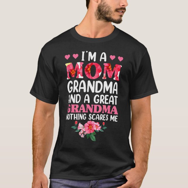 Camiseta Mãe Avó Excelente Vovó Floral Para Mulheres Mãe (Frente)