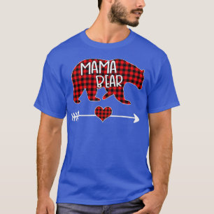 Camiseta Mãe Bear Natal Pajama Red Buffalo Família de Xadre