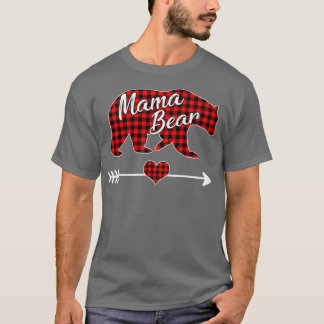 Camiseta Mãe Bear Natal Pajama Red Buffalo Família de Xadre
