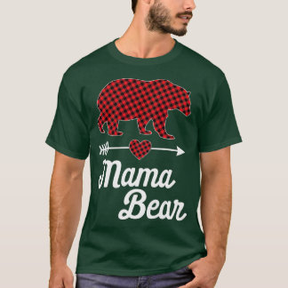 Camiseta Mãe Bear Natal Pajama Red Buffalo Família de Xadre