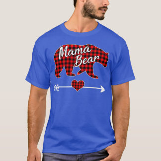 Camiseta Mãe Bear Natal Pajama Red Buffalo Família de Xadre
