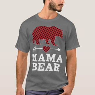 Camiseta Mãe Bear Natal Pajama Red Buffalo Família de Xadre