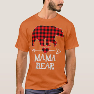 Camiseta Mãe Bear Natal Pajama Red Xadrez Buffalo Família