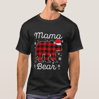 Camiseta Mãe Bear Natal Pijamas Red Xadrez Buffalo Fami