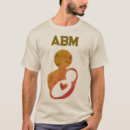 Camiseta Mãe Bebê ABM Paz Amor Leite Materno Bege