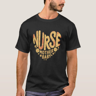 Camiseta Mãe Bebê Enfermeira Equipe Flor Bebê Mãe Flor Silv