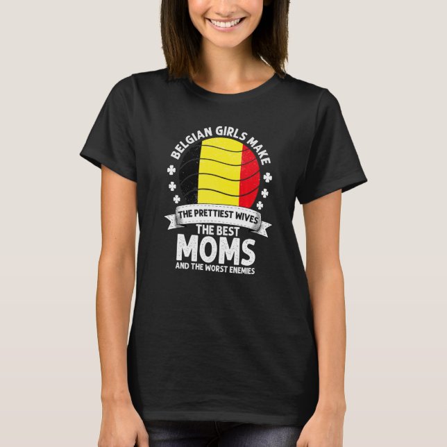 Camiseta Mãe Belga Bélgica Dia das Mães Mamãe Belga Ameri (Frente)