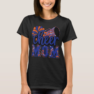 Camiseta Mãe Blue Orange Leopard Cheer Poms & Megapho
