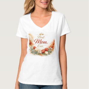 Camiseta Mãe Boho Aquarela Pêssego Menta, Ágata Dourada, Ar