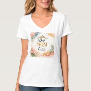 Camiseta Mãe Boho Aquarela Pêssego Menta, Ágata Dourada, Ar