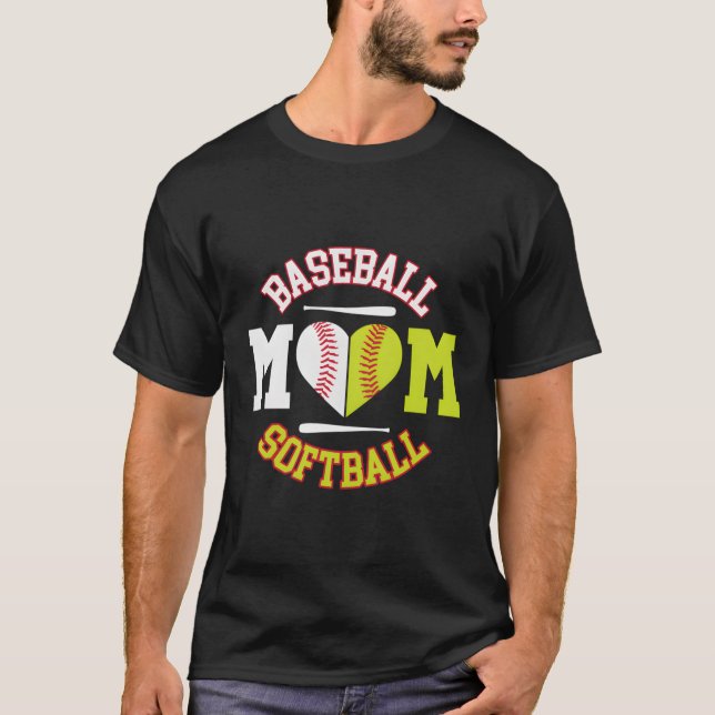 Camiseta Mãe Bola de Beisebol Softball Mãe (Frente)