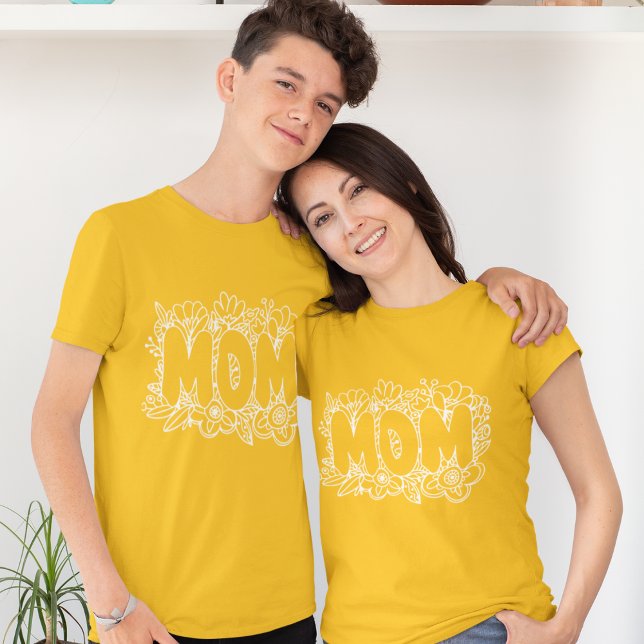 Camiseta Mãe bonita para sempre - Gráfico branco e floral (Criador carregado)
