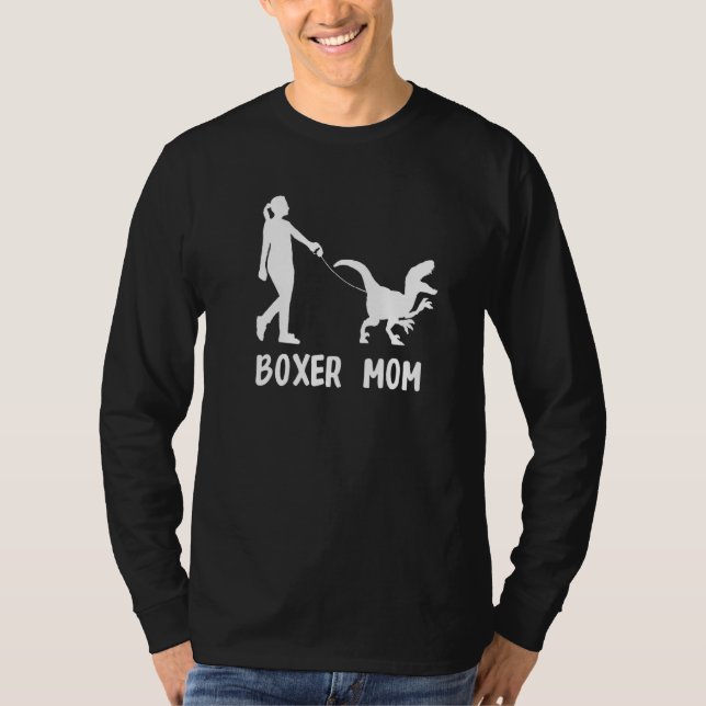 Camiseta Mãe Boxer Cachorro Dinossauro  Vida de Mãe de Cach (Frente)