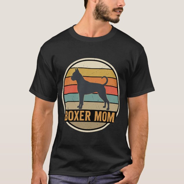 Camiseta Mãe Boxer Retro Pôr do Sol Cachorro (Frente)