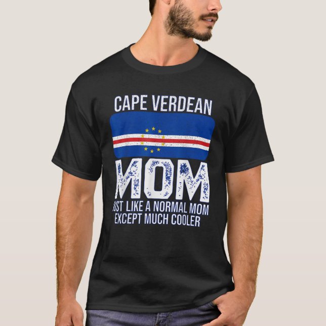 Camiseta Mãe cabo-verdiana Design de bandeira cabo-verdiana (Frente)