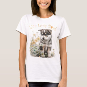 Camiseta Mãe Cachorra Malamute do Alasca Floral