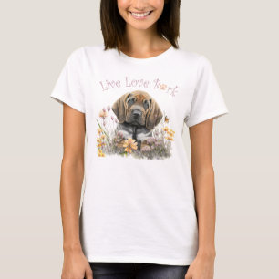 Camiseta Mãe Cachorro Bloodhound Floral