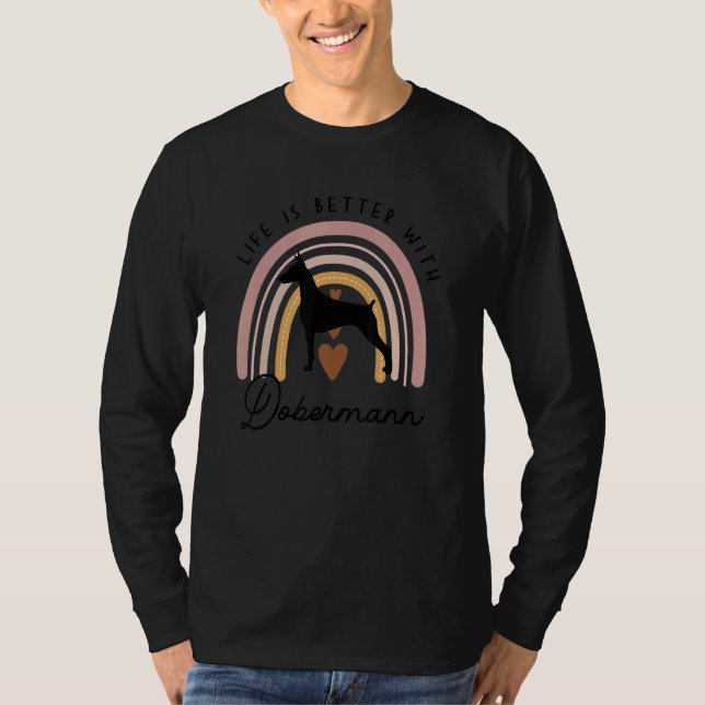Camiseta Mãe Cachorro Dobermann Arco-íris (Frente)