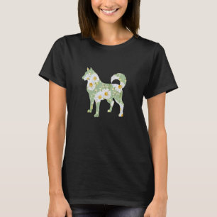 Camiseta mãe cachorro Husky Siberiano flor de margarida, si