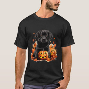 Camiseta Mãe Cachorro Lab Negro Pai Dia das Bruxas Outono C