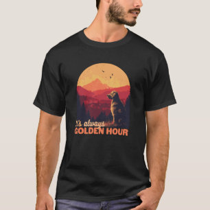 Camiseta Mãe Cachorro Retriever Dourado Pai Pôr do Sol Aman