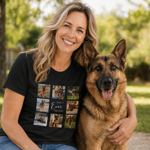 Camiseta Mãe cadela GSD foto colagem preto