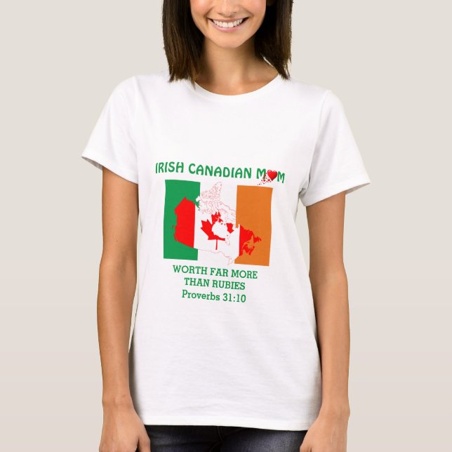 Camiseta MÃE CANADENA IRLANDESA Mais de Rubies PROVVERBS 31 (Frente)