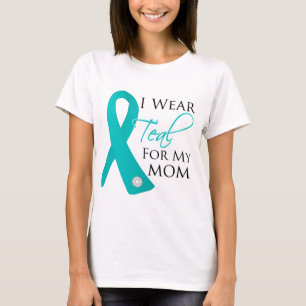 Camiseta Mãe - Câncer de ovário de Fita Teal