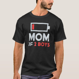 Camiseta Mãe Cansada De 2 Rapazes Com Baixa Bateria Da Famí