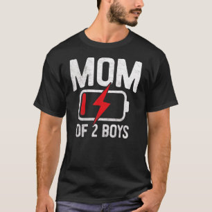 Camiseta Mãe Cansada De 2 Rapazes Com Baixa Bateria Da Famí