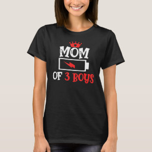 Camiseta Mãe Cansada De 3 Rapazes Com Baixa Bateria Da Famí