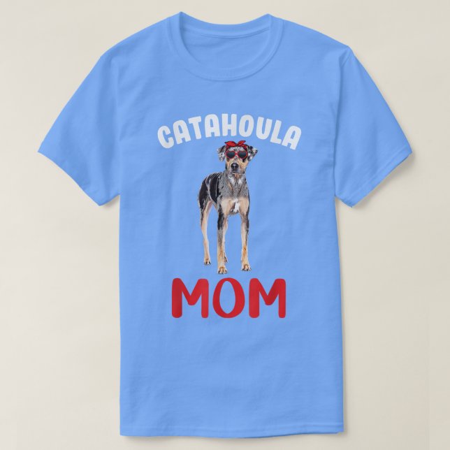 Camiseta Mãe Catahoula Engraçada Mãe de Cachorro Leopardo C (Frente do Design)