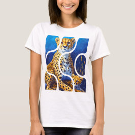 Camiseta Mãe Chita e Filhote Desenho de Vida Selvagem