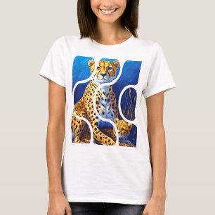 Camiseta Mãe Chita e Filhote Desenho de Vida Selvagem