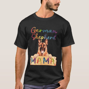 Camiseta Mãe Colorida do Pastor Alemão Cadela Mamãe