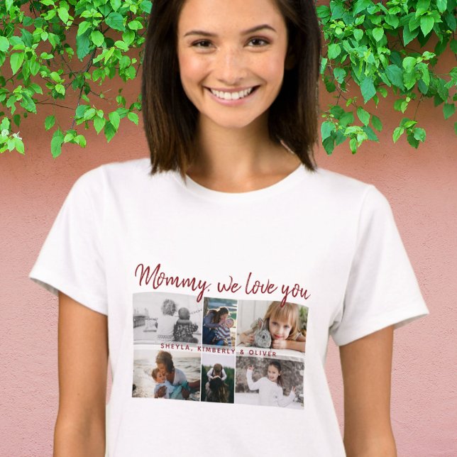 Camiseta Mãe com Crianças e Família Mãe 6 Colagem Fotográfi (Criador carregado)