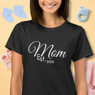 Camiseta Mãe com Letra Branca Estabeleceu Nova Mãe 