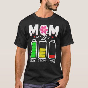 Camiseta Mãe Com Três Rapazes Com Bateria Vazia Com 3 Filho