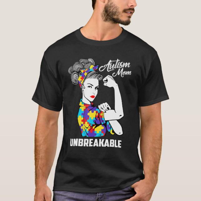 Camiseta Mãe Consciente do Autismo Coque Desarrumado Faixa  (Frente)