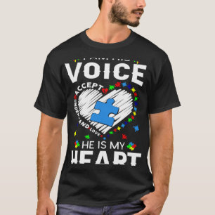 Camiseta Mãe Consciente do Autismo Eu Sou Sua Voz Ele É Meu