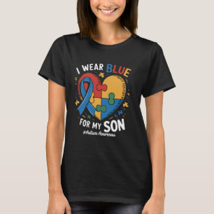 Camiseta Mãe Consciente do Autismo Eu Uso Azul Pelo Meu Fil