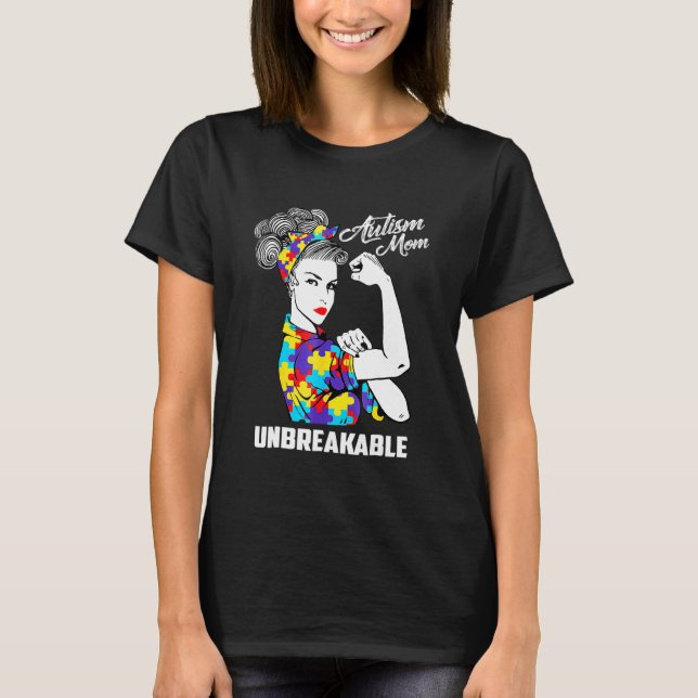 Camiseta Mãe Consciente do Autismo Lenço de Cabelo Desgrenh (Frente)
