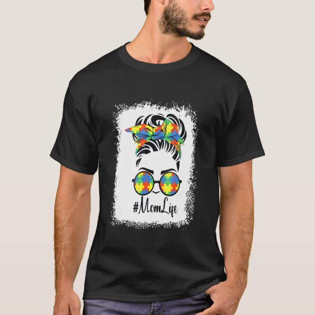 Camiseta Mãe Consciente do Autismo Vida de Mãe Coque Desarr (Frente)