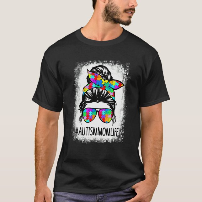 Camiseta Mãe Consciente do Autismo Vida de Mulheres Desbota (Frente)